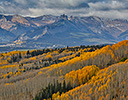 Colorado Rocky Mountains on Ohio Pass and backdrop of the Castle Mountain Autumn Colors on Aspen Groves