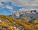 Colorado Autumn time just east of Ridgway viewing the Mountains of the Rio Grande National Forest and Courthouse Mountains