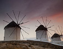 Windmills sunset Mykonos Greek Isles