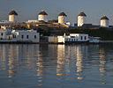 Morning relflection of 5 windmills Mykonos Greek Isles