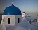 Blue Dome of Church and Bell Tower, Imerovigli Santorini Greek Isles