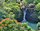 Waterfall view from Garden of Eden Arboretum Maui, Hawaii