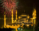 Fireworks over the Blue Mosque, Istanbul Turkey